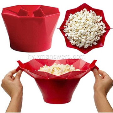 Popcorn դույլ Silicone ծալովի Popcorn Bowl